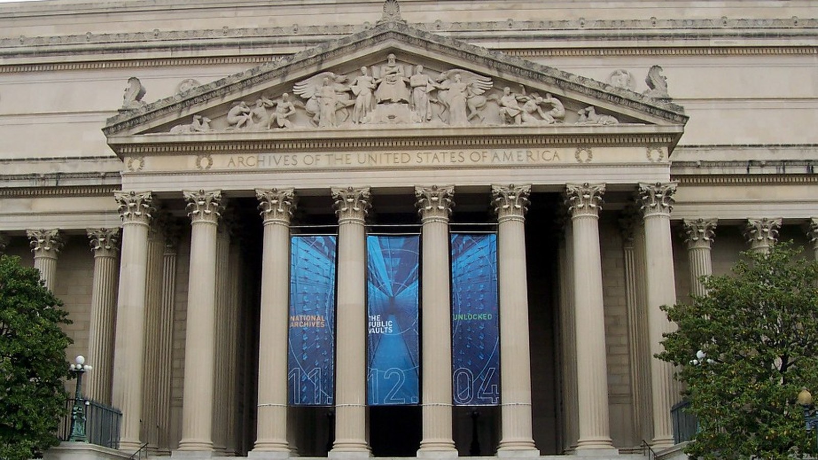 National Archives Building, Washington DC — archive/document motif for Democracy Files