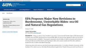EPA news release announcing proposed revisions to oil and natural gas regulations, Oct. 27, 2026